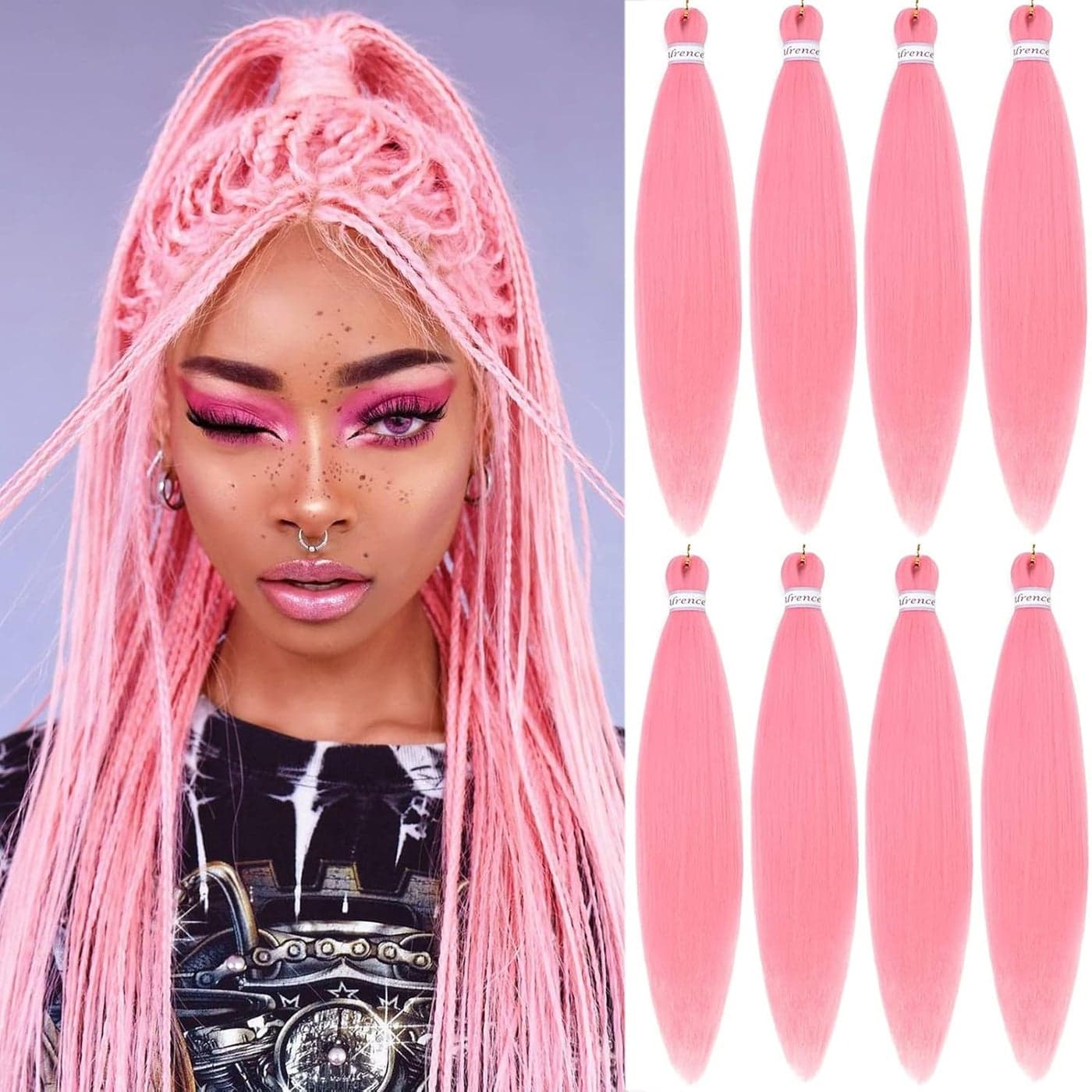 Alrence Pre Stretched Braiding Hair Long Braid 30 Inch 8 Packs Professional Braiding Hair Extensions Synthetic Crochet Twist Braids 30 Inch Pink