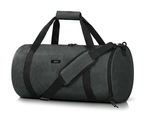 MIER Gym Bag Round Duffle Bag with Shoe Compartment Wet Pocket Lightweight Carry on Duffel for Men Women Workout Fitness Travel Sports 24L Dark Gray