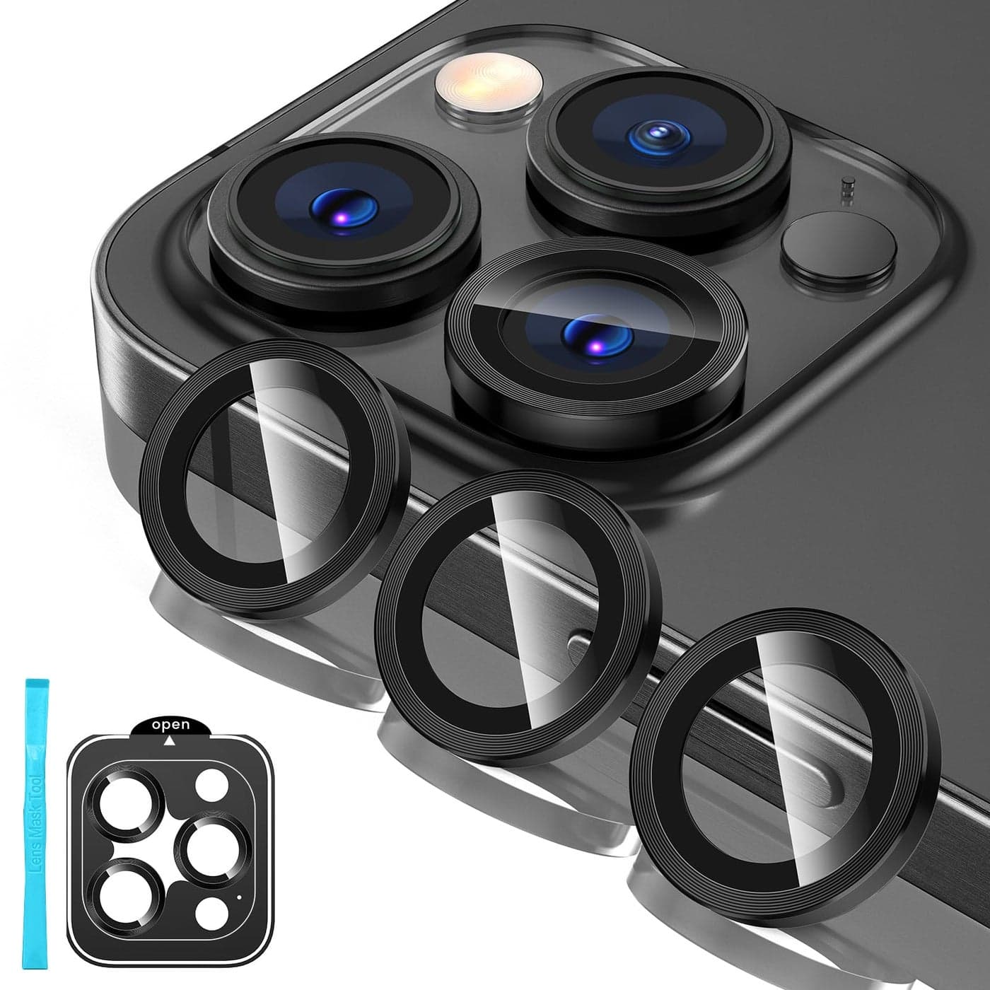 Tensea for iPhone 15 Pro/iPhone 15 Pro Max Camera Lens Protector, 9H Tempered Glass Camera Cover Screen Protector, Metal Individual Ring for iPhone 15 Pro Max 6.7 inch iPhone 15Pro 6.1 inch 2023