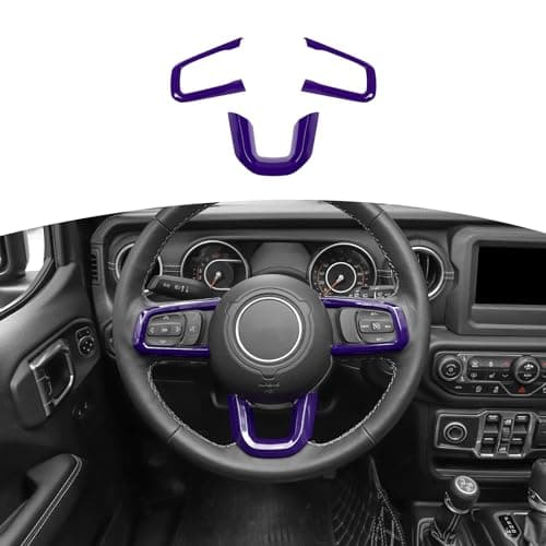 RTTCZ for Wrangler JL Steering Wheel Trim Decal Panel Purple for Jeep Wrangler JL JLU Gladiator JT 2018Present Purple Interior Accessories 3pcs