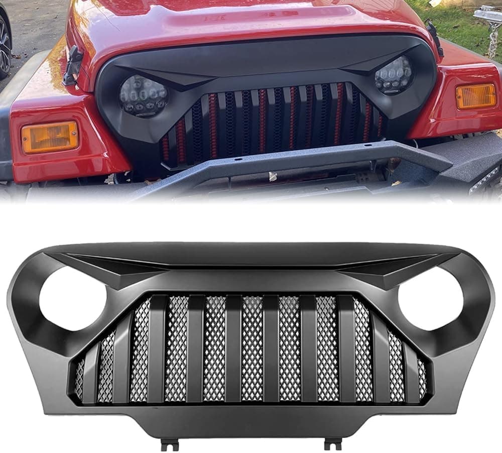 DIBON AUTO Matte Black Grille for Jeep Wrangler TJ Gladiator (1997-2006)