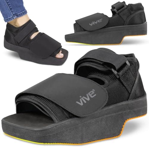 Vive Wedge Post-Op Shoe - Offloading Boot for Heel or Ankle Pain - Medical Foot Recovery for Bone or Soft Tissue Surgery, Fracture, Plantar Fasciitis, Ulcerations, Feet (Small)