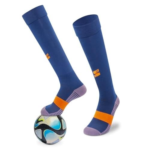 Supersox Football Stockings For Men & Women - Knee Length Socks With Cushioned Sole, Odour Free & Superior Grip Socks For Football/Soccer, Pack Of 1 (Navy Blue, Cotton)