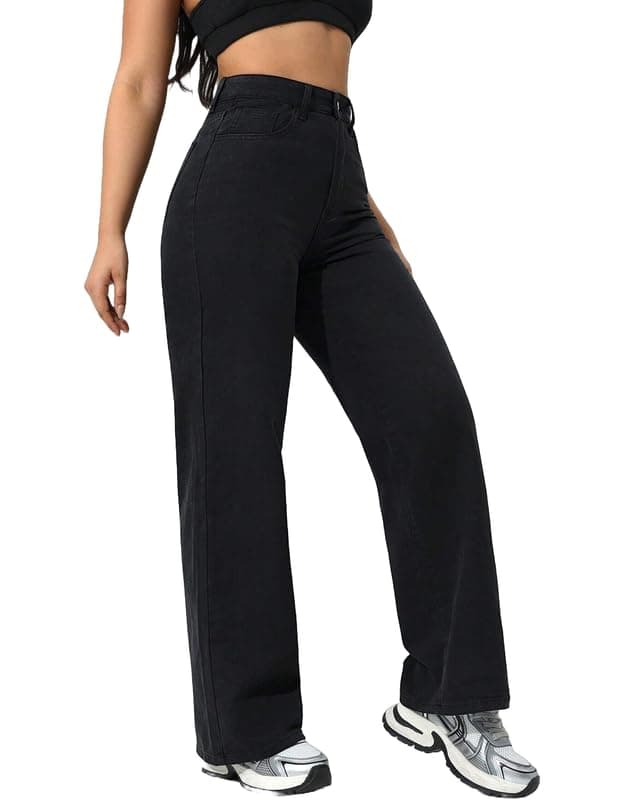 London Hills Women's Relaxed Fit High Rise Jeans || Woman Jean's || Women Baggy Jeans || Jean's for Womens || Loose Jean for Women's || Oversized Woman baggys Black