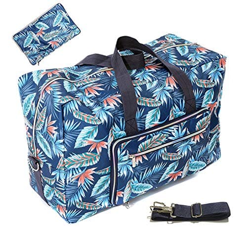 22" Foldable Large Travel Duffel Duffle Bag Sports Gym Tote Bag For Women Overnight Carryon Weekend Bag Shoulder Bag Water Resistant (leatherleaf)