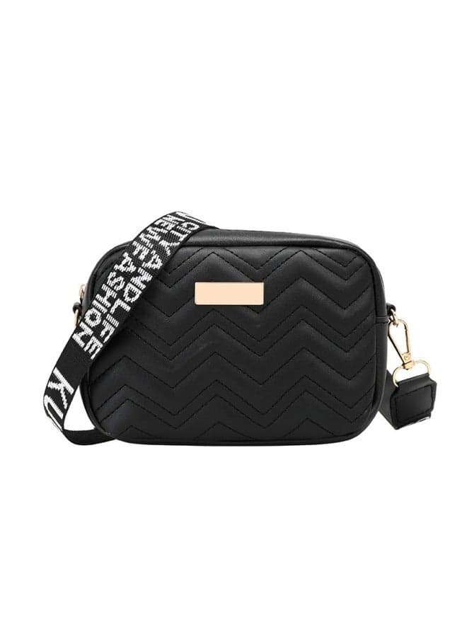 Women's Versatile Plaid Shoulder Bag, Ladies PU Leather Crossbody Bag Sling Bag Side Bag Carry Bag, Portable Solid Color Handbag Satchel Bag Phone Bag Beach Bag for Girls/College Students (Black)
