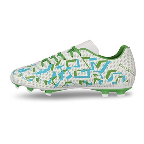 Nivia Encounter 10.0 Football Stud for Men, PVC Synthetic Leather Upper, TPU Sole, White, UK10