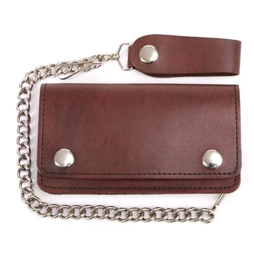 Milwaukee Leather Mens Genuine Leather BiFold Biker Wallets wAntiTheft Stainless Steel Chain 6 Inch