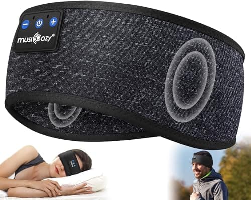 MUSICOZY Sleep Headphones Bluetooth 54 Headband Wireless Earphones Sweat Resistant Earbuds with UltraThin HD Stereo Speaker for Workout Running