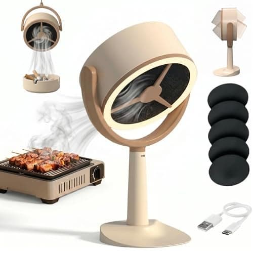 Mini Rechargeable Desktop Air Purifier with 5 Carbon Filters Quiet Air Cleaner Fan for Smoke Odor Desk Pet Room Kitchen Travel and Shared Spaces