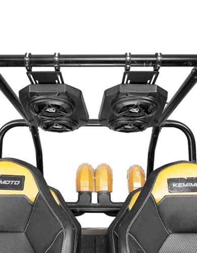 KEMIMOTO UTV Sound System 6.5 Inch Speakers UTV Sound Bar Overhead Stereo Bluetooth for UTVs Fits 1.625-1.9in Roll Cages Compatible with Can-Am X3 & X3 Max, Polaris RZR XP 1000, Uforce