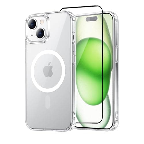 ShieldTech® Tempered Glass Screen Protector + Mag-Safe TPU Back Cover Case for Apple iPhone 13 & iPhone 14 | Mobile Phone Screen Guard for i Phone 13 & i Phone 14 | 9H Screen Protector