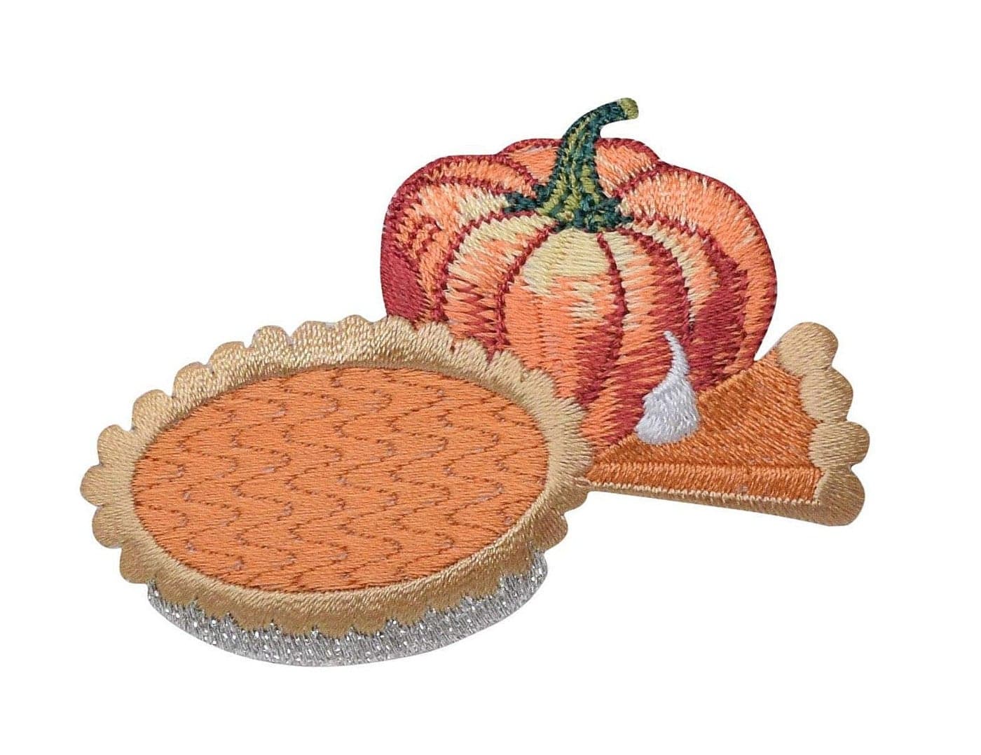 Pumpkin with Pie Embroidered Iron on Patch