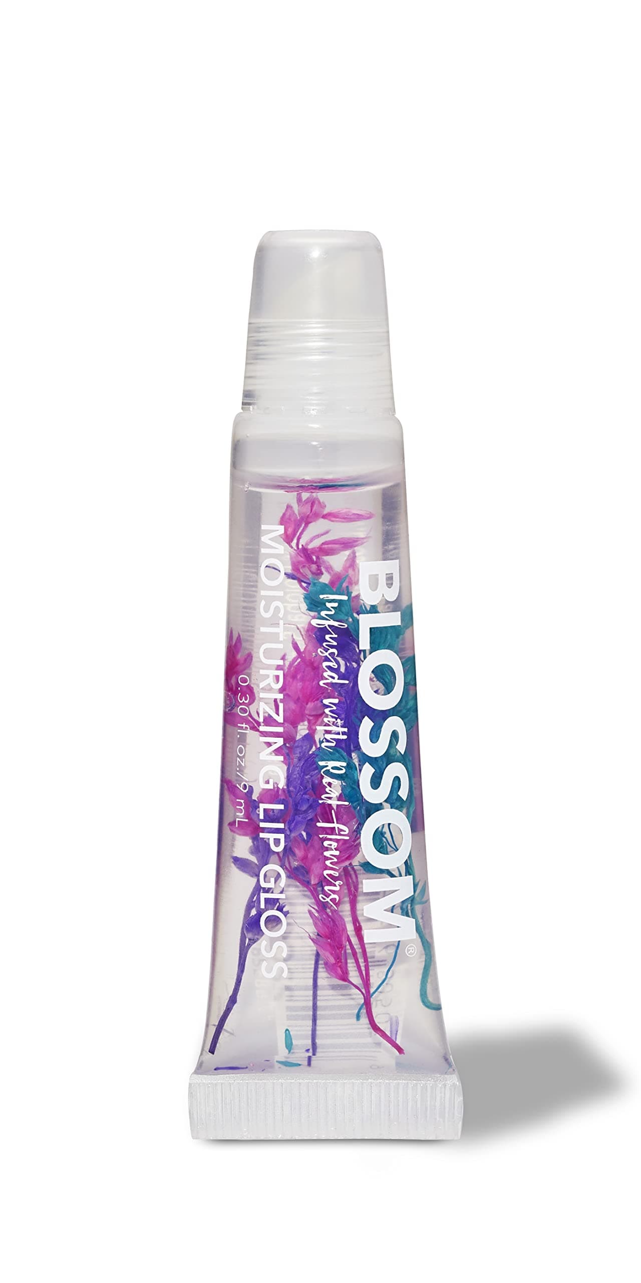 Blossom Lip Gloss Tubes Raspeberry Scented Thick Clear High Shine Moisturizing Flower Lip Gel with Nourishing Jojoba Seed Oil Infused with Real Flowers 03oz Raspberry