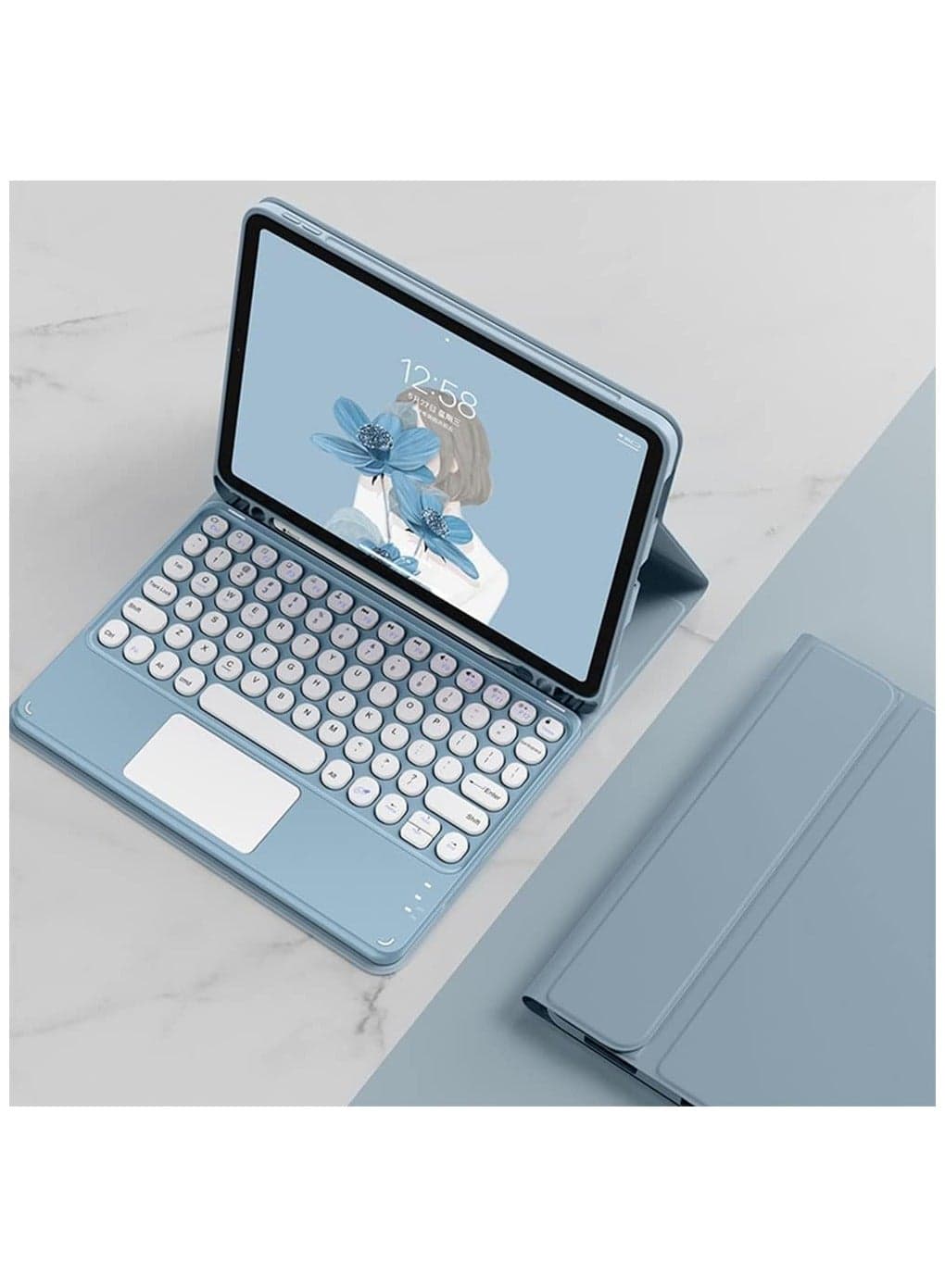 Keyboard Case Compatible with iPad Air 11 inch (2024) M2, iPad Air 6th Gen -Touchpad Detachable Keyboard with Pencil Holder -Slim Leather Folio Smart Cover