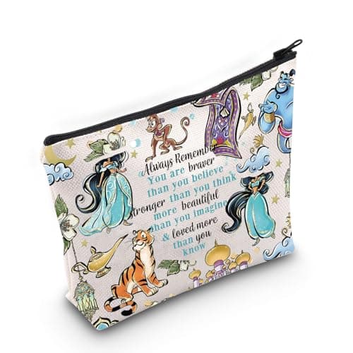 LEVLO Princess Arab Cosmetic Make Up Bag Fairy Tales Fans Gift You Are Braver Stronger Smarter Than You Think Princess Zipper Pouch Bag For Movie Fans (Always Jasm)