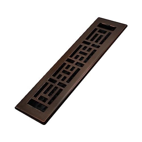 Decor Grates AJH212-RB Oriental Floor Register, 2x12 Inches, Rubbed Bronze Finish