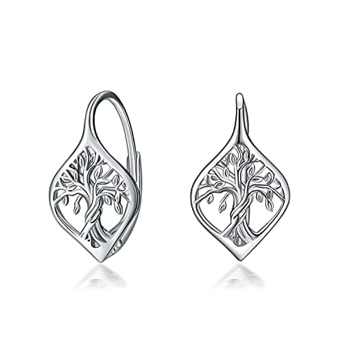WINNICACA Tree of Life Earings for Women Sterling Silver Tree of Life Leverback Earrings Jewelry Gifts for Women Birthday Christmas Xmas