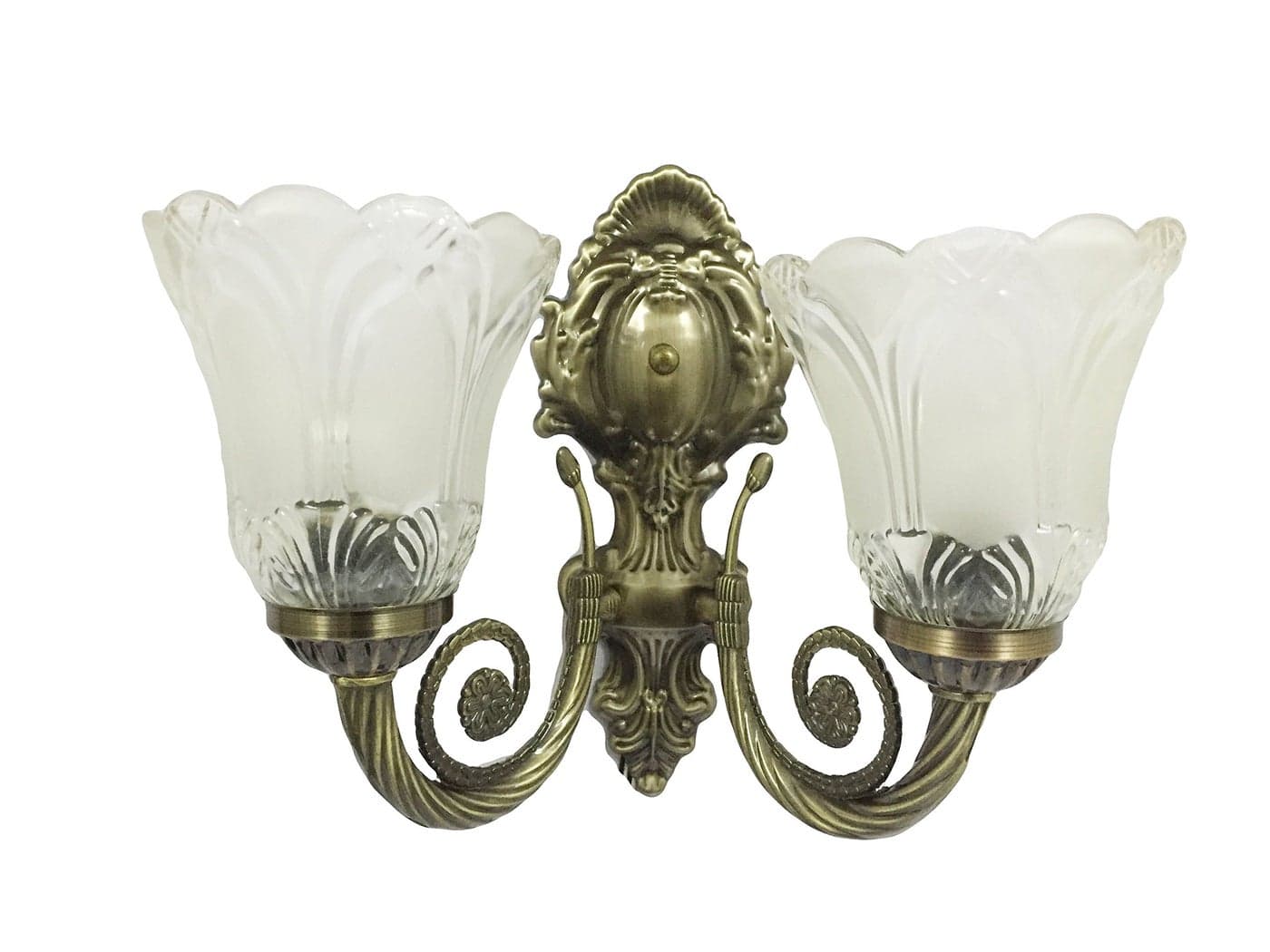 Prop It Up Metal Wall Hanging Double Lamp in Antique Design (27cmX27cmX13cm), Golden