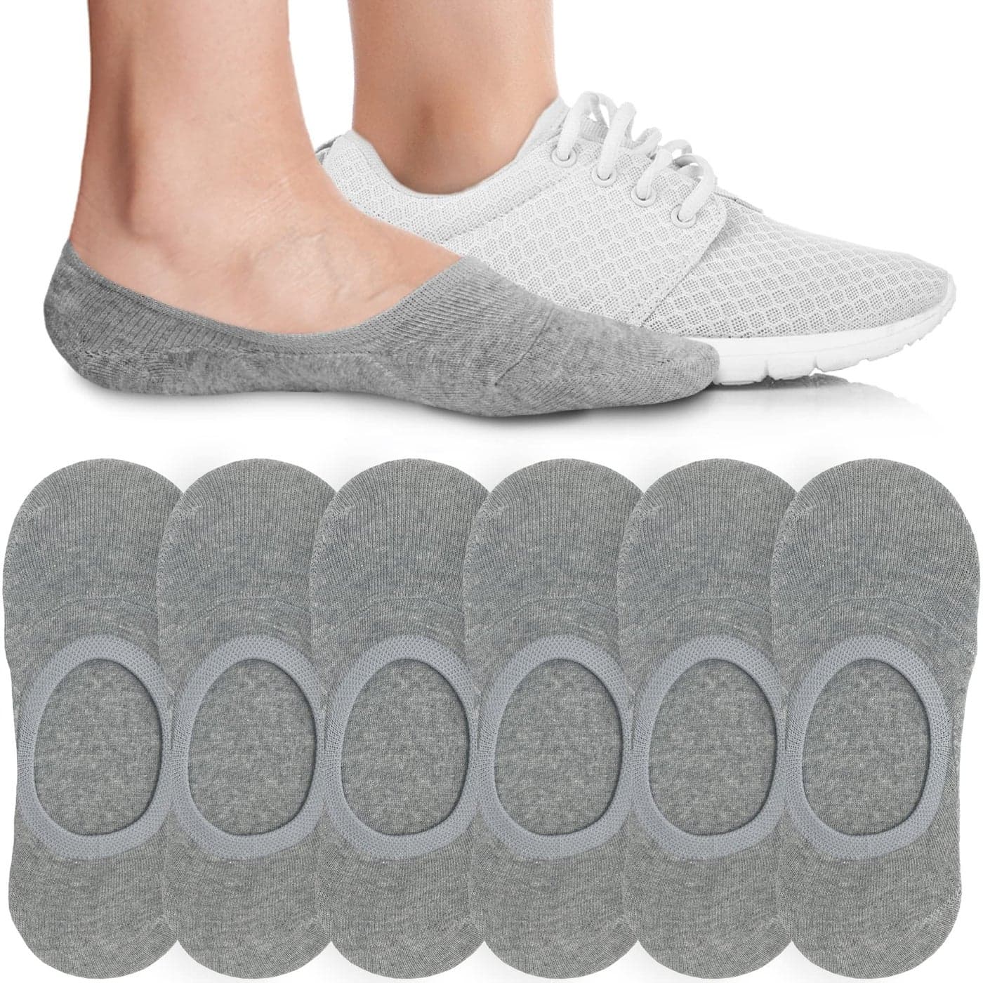 Eedor Women's No Show Socks, Comfy and Breathable Non-Slip, Low Cut Invisible Liner Socks for Casual and Formal Wear, Durable, Soft, Stretchable Fabric - 3 Pairs, Medium, Size 7-8 - Gray
