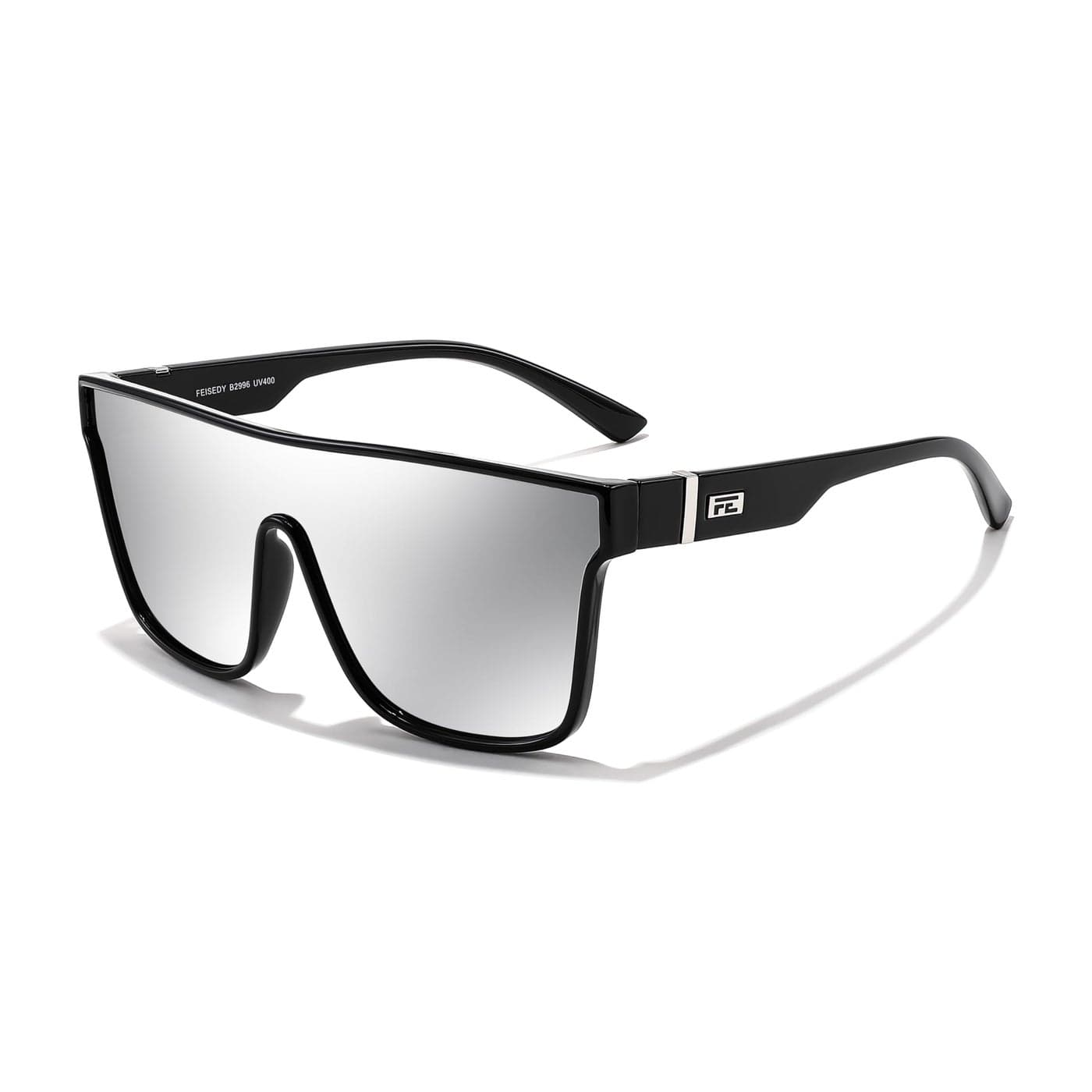 FEISEDY Sunglasses for Women Men, Fashion Mirrored Single Lens, Driving Beach Sunnies UV400 Shades B2996 Red Mirrored