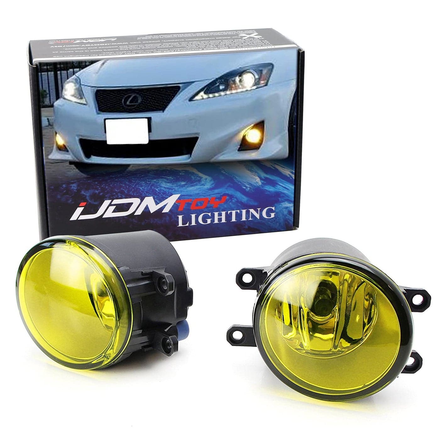 iJDMTOY Selective Yellow Driver Passenger Sides Fog Light Lamps with H11 Halogen Bulbs Compatible with Lexus is GS ES CT LX RX Toyota Camry Highlander Corolla Prius Scion tC etc