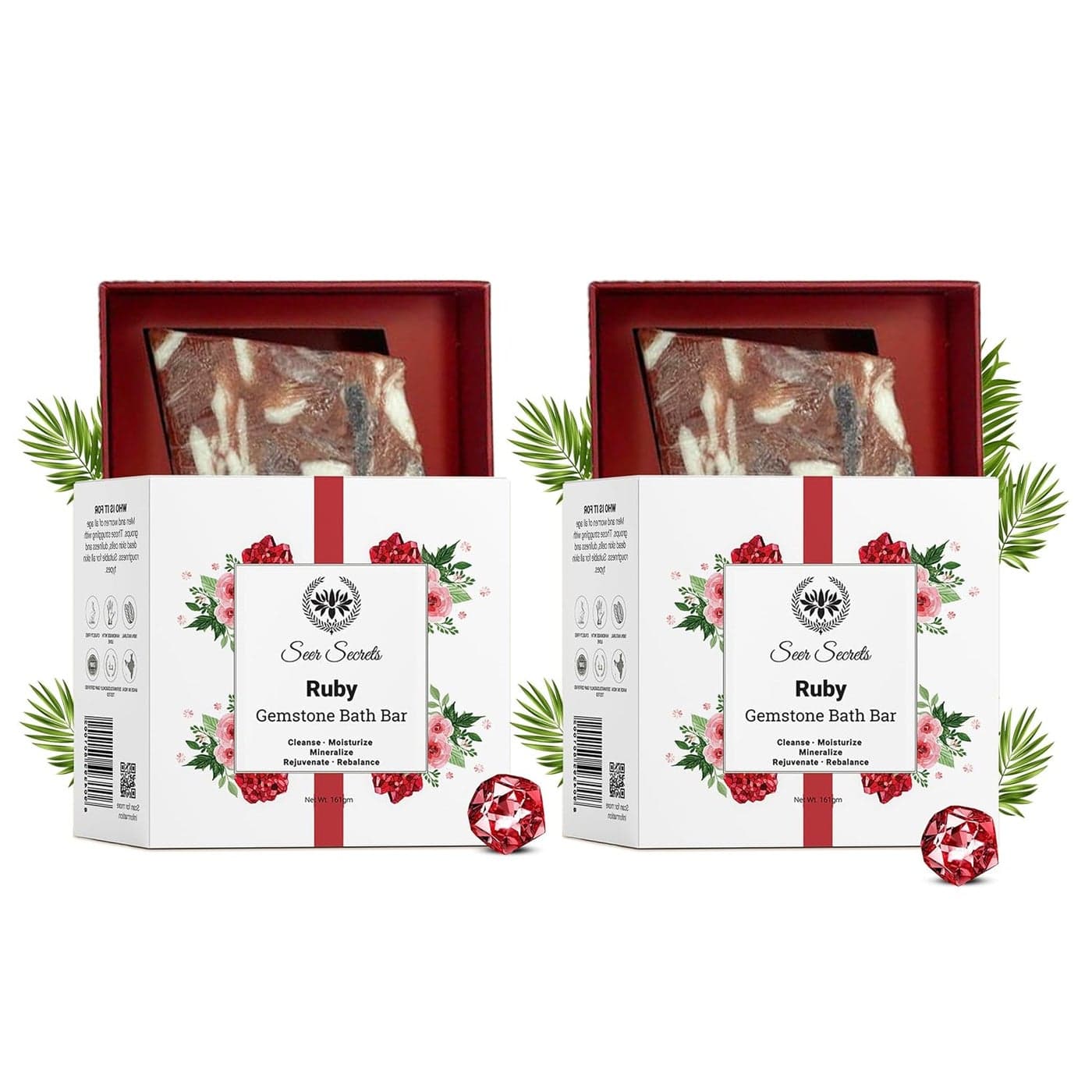 Seer Secrets Luxurious Refreshing Duo Handmade Ruby Gemstone Soap Pack of 2 for Brighten Soft Moisturized Glowing Skin