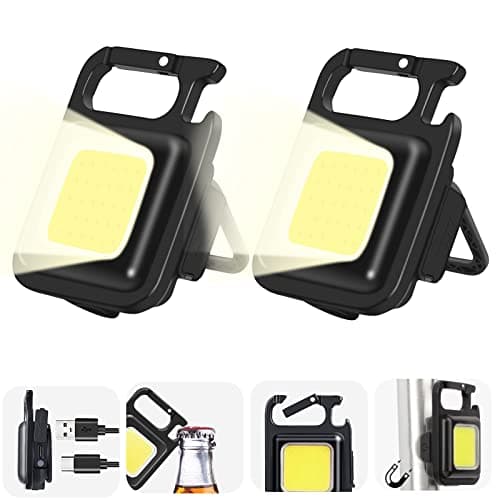 GIPTIME 2Pcs Cob Mini Flashlights,Giptime 800Lumens Bright Rechargeable Keychain Flashlight 3 Light Modes Portable Pocket Light With Folding Bracket, Walking And Camping, 800 Lumen