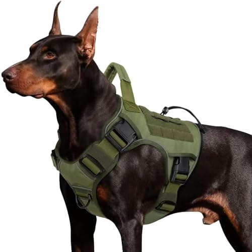 TruBest Dog Harness Dog Body Belt Vest for Large Medium Small Dogs with Safety Reflective No Pull Adjustable Military Style Dog Vest Training Harness(Medium, Army Green)