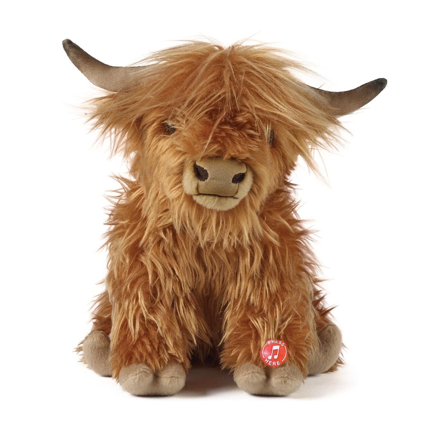 Living Nature Highland Cow Brown Stuffed Animal | Farm Toy with Sound | Soft Toy for Kids | Naturli Eco-Friendly Plush | 9 Inches