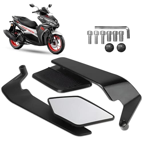 MIKANIX 180° Rotating Rear View York Fitting Stealth Mirror For Aerox Scooty All Models Aluminum Body With Sporty Wing Design