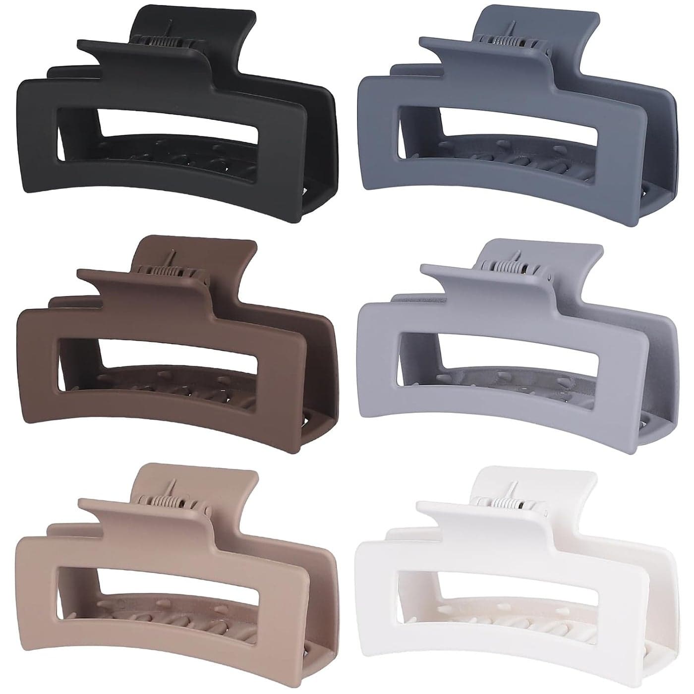 35 Inch Medium Hair Claw Clips 6 Pack Hair Clips for Women Square Claw Clips Rectangle Clips for Hair Banana Jaw Clips Hair Accessories for Girls Brown Grey