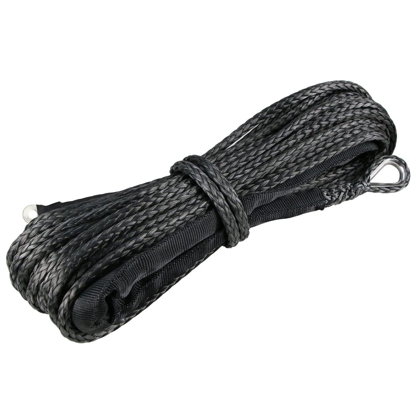 WROUGH 14 in x 50 ft Synthetic Winch Rope with Protecting Sleeve and Thimble 10000 lb Break Strength Heavy Duty Winch Rope for ATV UTV Boat Trailer Jeep Quad Polaris Winch Cable Black