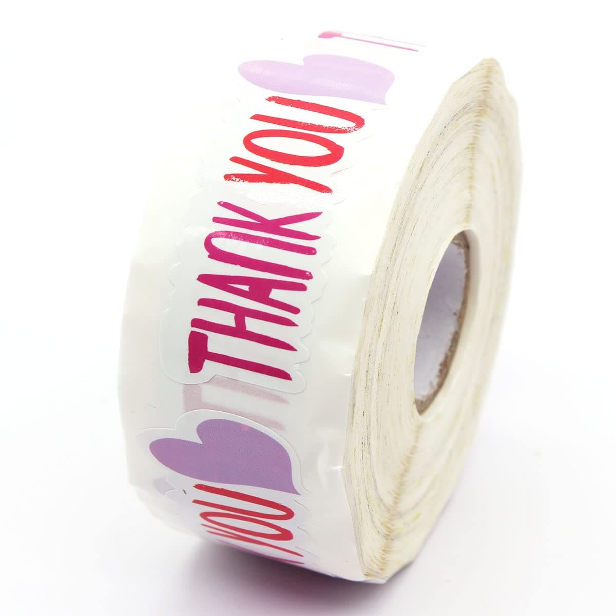 Thank You Pink Purple Heart Stickers Handmade Small Shop Stickers 500 Labels Per Roll