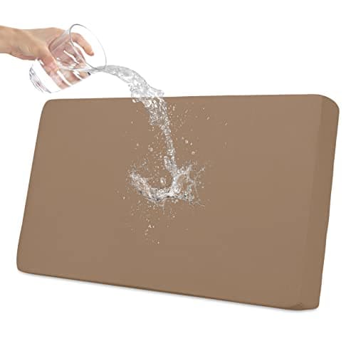 Easy-Going 100% Waterproof Loveseat Sofa Seat Cushion Slipcovers Couch Cushion Cover Stretch Furniture Protector for Kids, Pets (Loveseat Cushion, Camel)