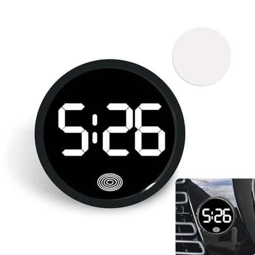 XIZAKEE 1 PC Mini LED Digital Clock SelfAdhesive Digital Dashboard Display Clock Luminous LED Time Touch Watch Universal for Most Cars Trucks SUVs White