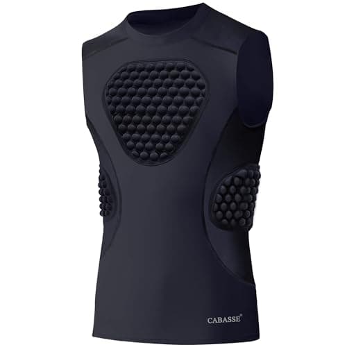Cabasse Youth Padded Protective Shirt Chest Rib Protector Heart Guard Sternum Shirt for Football Paintball Baseball Black Small