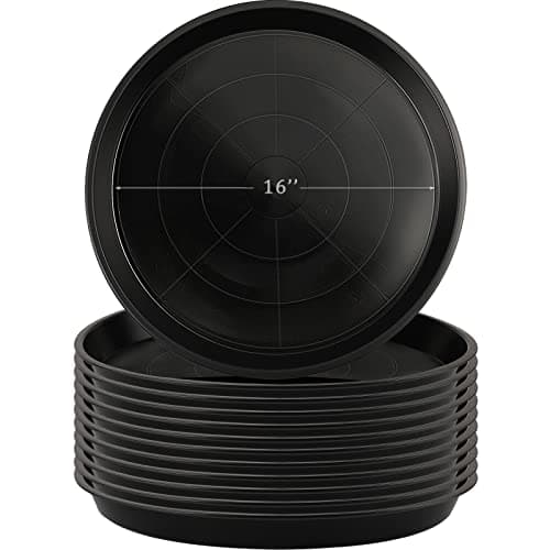 Eccliy 12 Pcs Plastic Plant Saucers Round Plant Tray Large Flower Pot Heavy Duty Planter Water Trays Thick Planter Drip Saucers for Indoors and Outdoors16 InchBlack