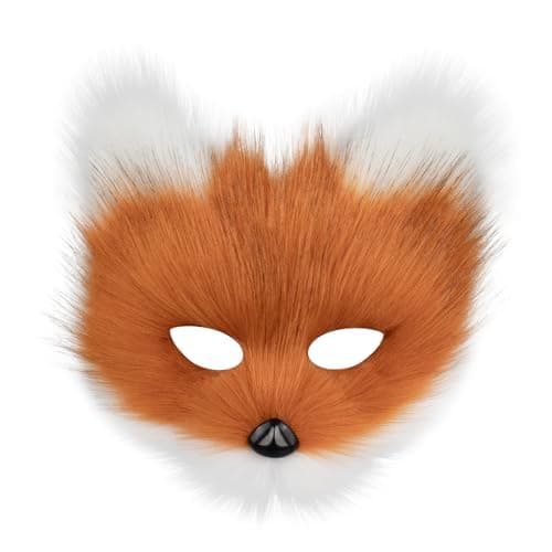 hbbhml Animal Fox Wolf Mask Halloween Party Cosplay Costumes Props Plush Cat Half Face Masks Carnival Christmas Masquerade