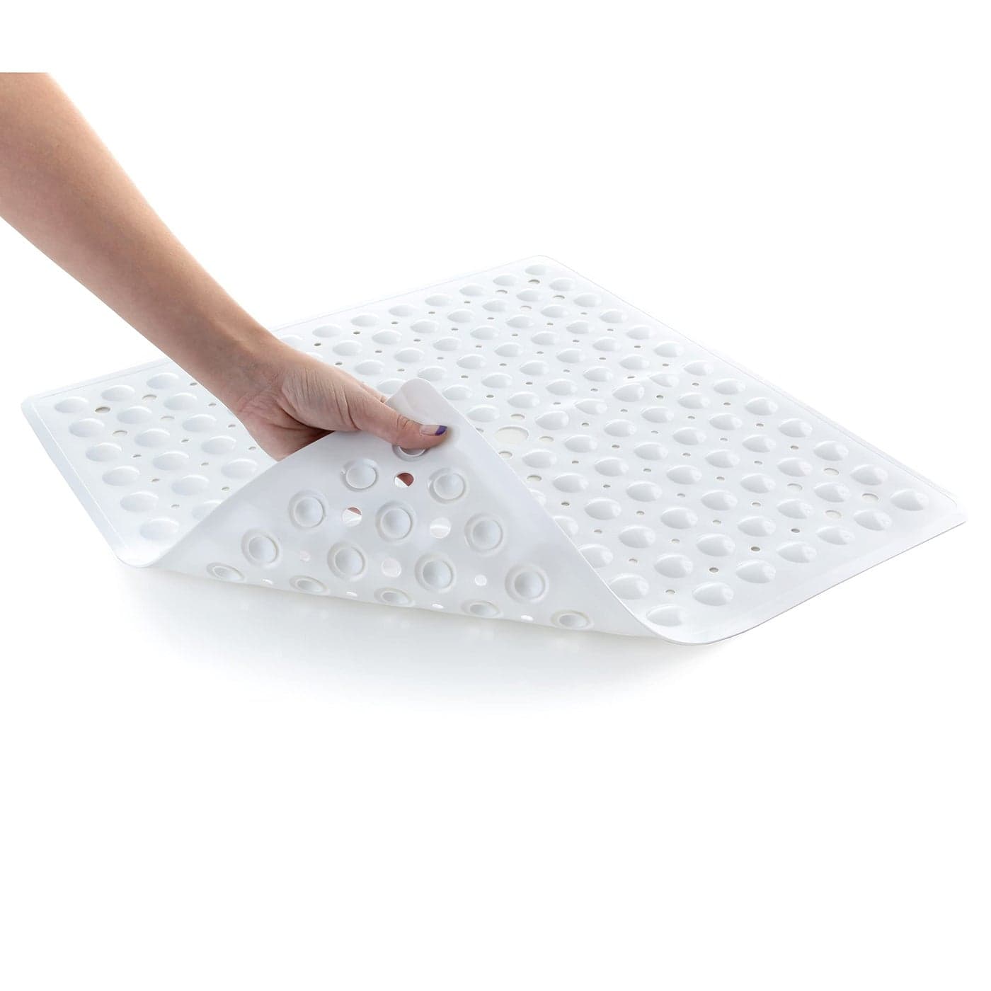 SlipX Solutions Essential Square Shower Mat 21x21 Grippy Textured Surface 25 Stronger Suction Cups NonSlip Shower Floor Mat for Bathers of All Ages Fits Standard Shower Stalls Tubs White