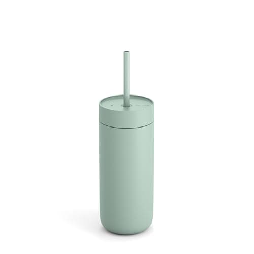 Fellow 20 oz Carter Cold Water Bottle for Water, Iced Tea, Coffee, Smoothies, Iced Coffee & more - Stainless Steel Vacuum-Insulated Iced Coffee tumbler with Spill Resistant lid and straw - Mint Chip