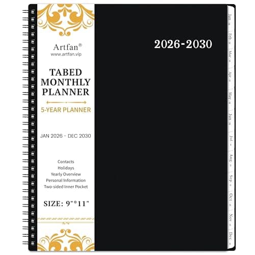 2026-2030 Monthly Planner/Calendar - 5 Year Monthly Planner, Jan. 2026 - Dec. 2030, 9" x 11", 5 Year Calendar Double-Side Pocket + Durable Polypropylene Cover
