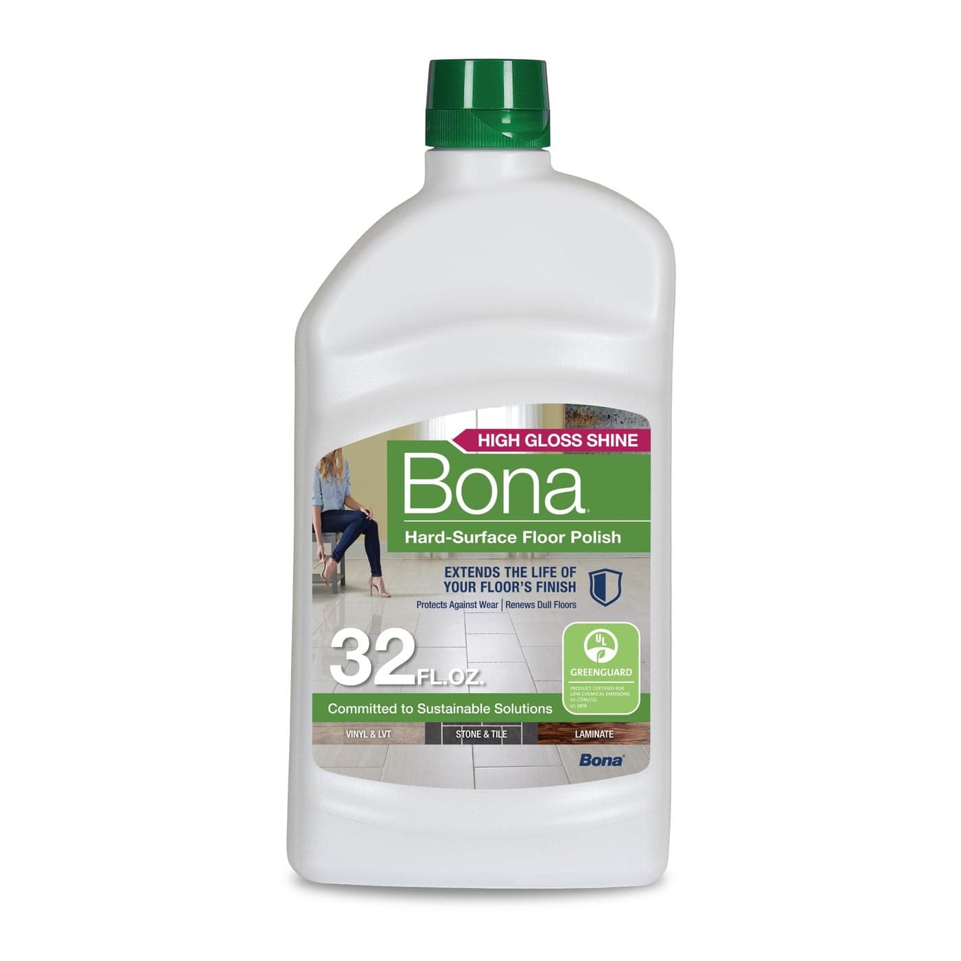 Bona Multi-Surface Floor Polish - 32 fl oz - High Gloss Shine - 32 oz covers 500sq ft of flooring - for use on Stone, Tile, Laminate, and Vinyl Floors