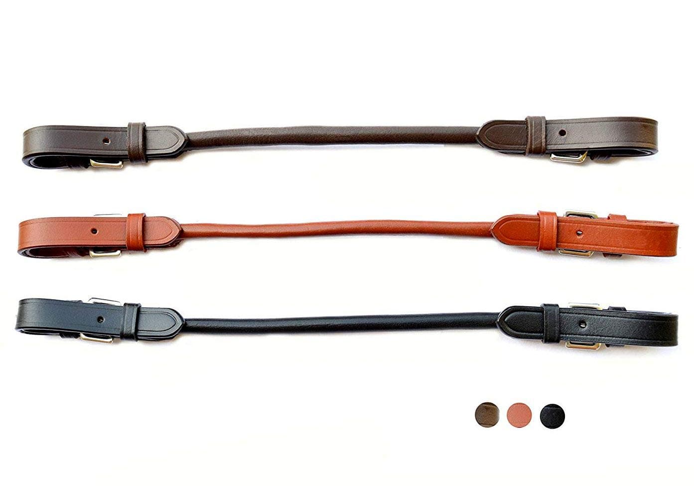 Sie English Saddle Grab Straps Black/Chestnut/Dark Brown Leather (Dark Brown)