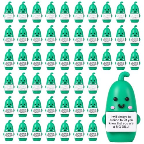Gejoy 50 Pcs Mini Rubber Pickle Toys Positive Gifts Pickle Figures Decorations and Encouragement Birthday Motivational Gifts for Colleague Staff Teacher