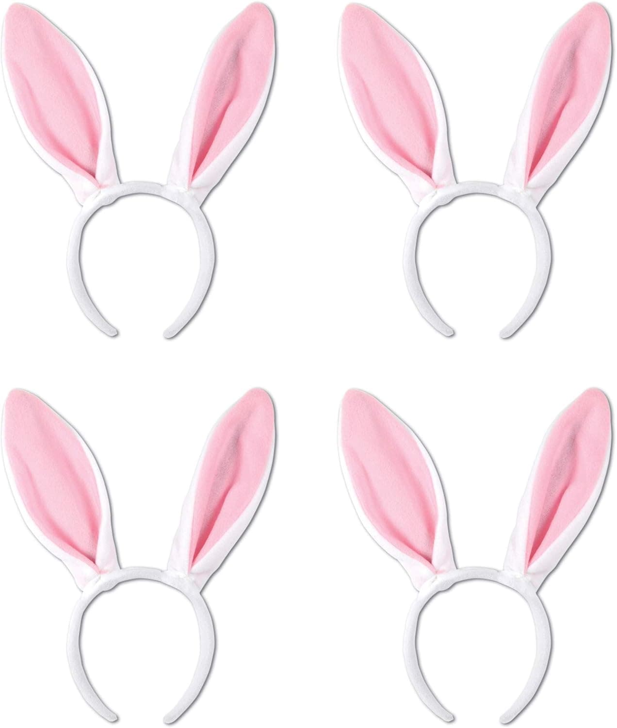 Beistle SoftTouch Bunny Ears 4 Piece OSFM WhitePink