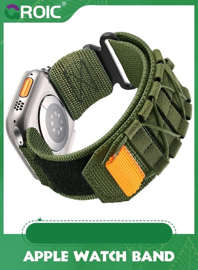 Compatible with Apple Watch Ultra 2 / Ultra Band 49mm for Men, Rugged Tactical Wide Nylon Compatible with Apple Watch Bands 45mm 44mm 42mm, Sport Loop Strap for iWatch Bands Series 10/9/8/7/6/5/4/3/2/1