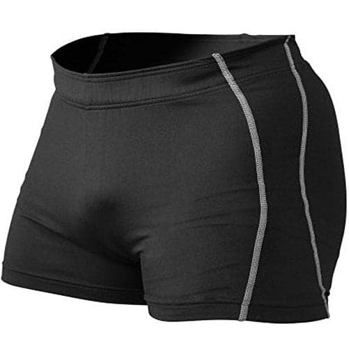 Muscle Alive Mens Bodybuilding Shorts Tights Polyester and Spandex Size L Plain Black