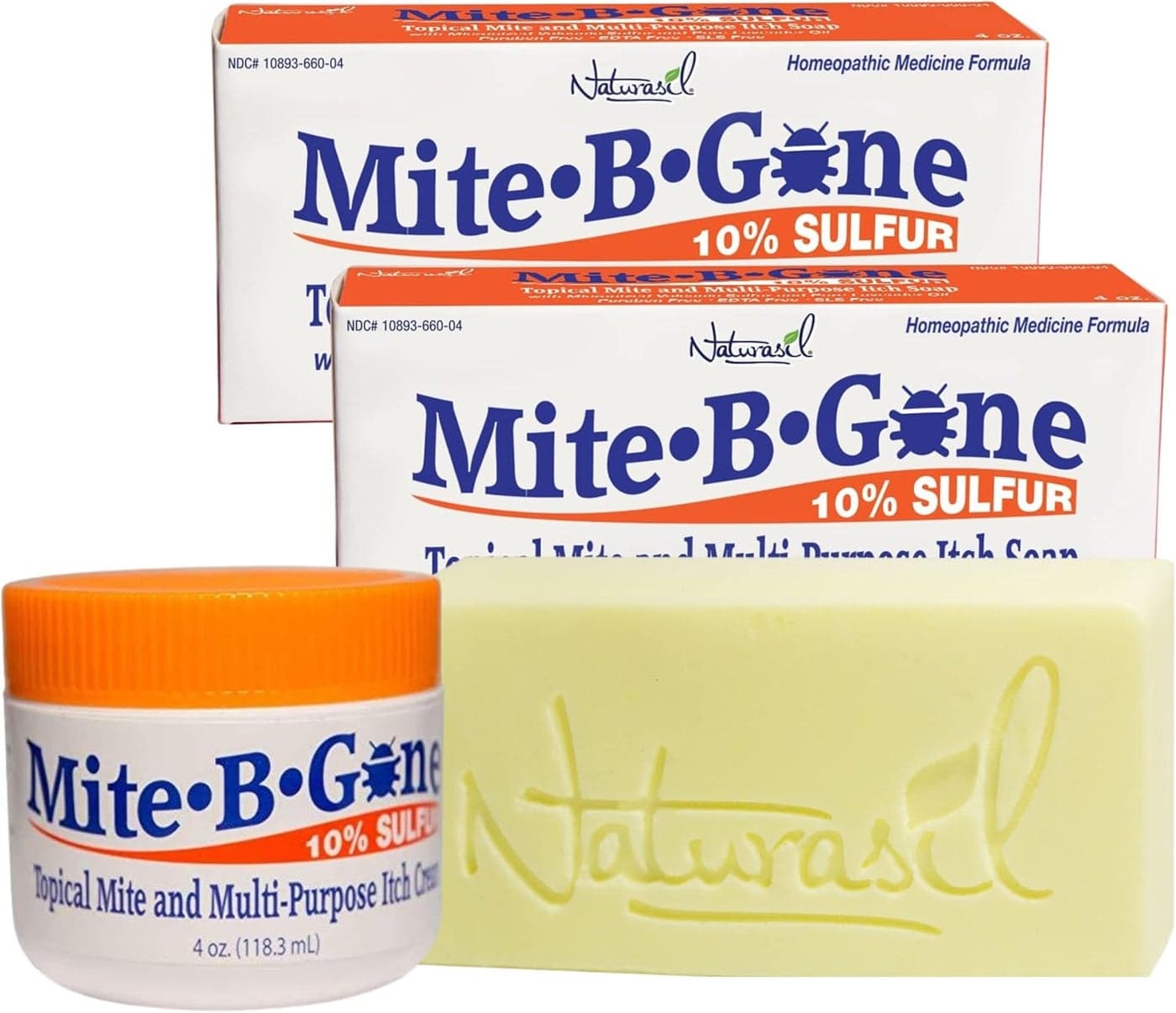 Fast-Acting Bug Bite Relief Pack by Mite-B-Gone - Calming Sulfur Cream + 2 Soaps | Safe for Kids & Adults| Treats Insect & Mosquito Bites, Itch & Discomfort| All-Natural & Effective for All Skin Types
