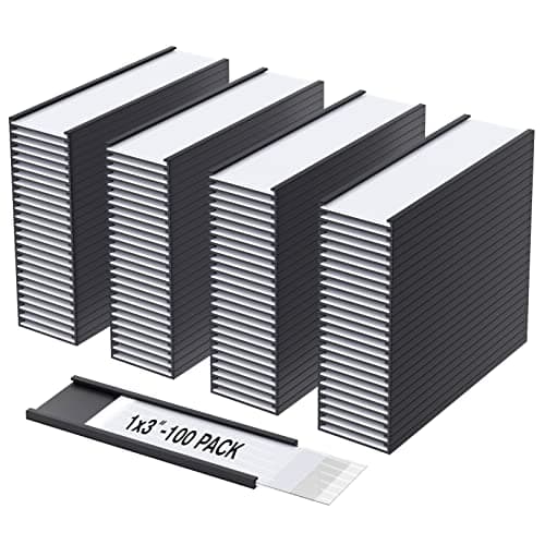 MaxGear 100 Pack C Channel Magnetic Label Holders, 1x3" Magnetic Labels, Reusable Magnet Name Tags for Locker Shelf, Tool Box, File Cabinet, Office, Refrigerator, Whiteboard